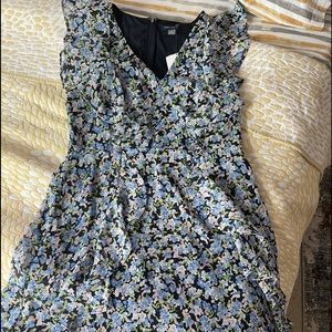 Ruffle Chiffon Fit and Flare floral print dress.